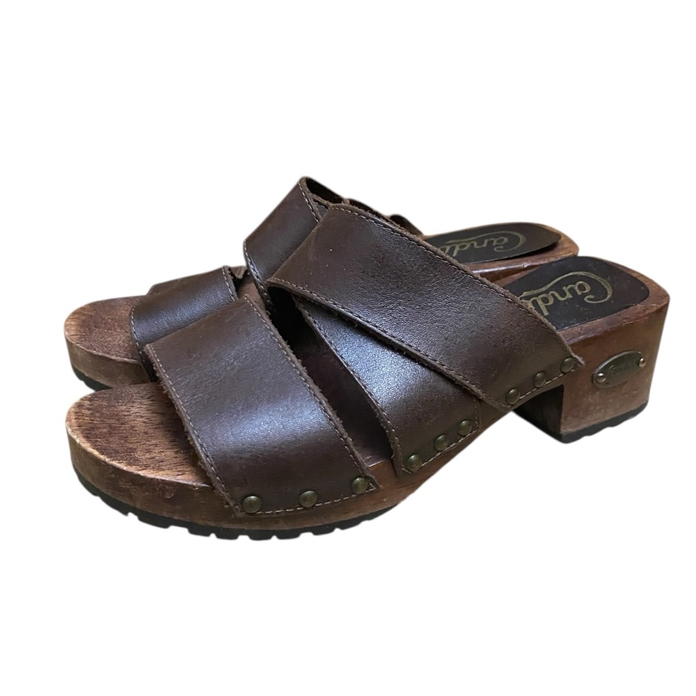 Candies Womens Vintage Y2K Wooden Leather Clogs